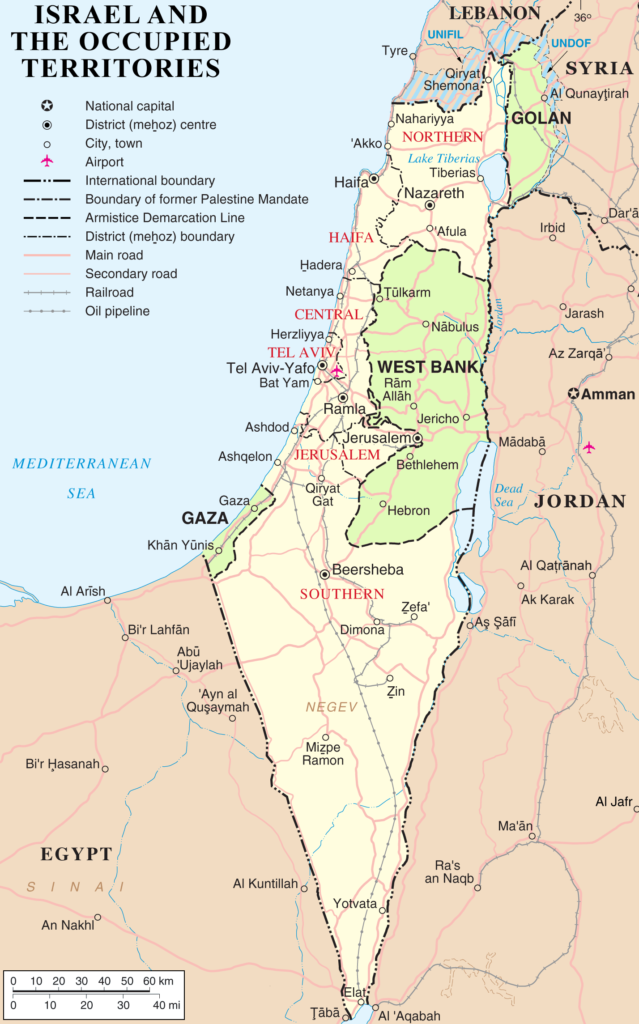Israel and Palestine map